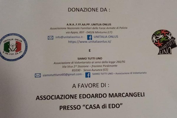 Grazie alle Associazioni "A.NA.F.FF.AA.PP Unitalia Onlus di Minturno e Siamo tutti uno
